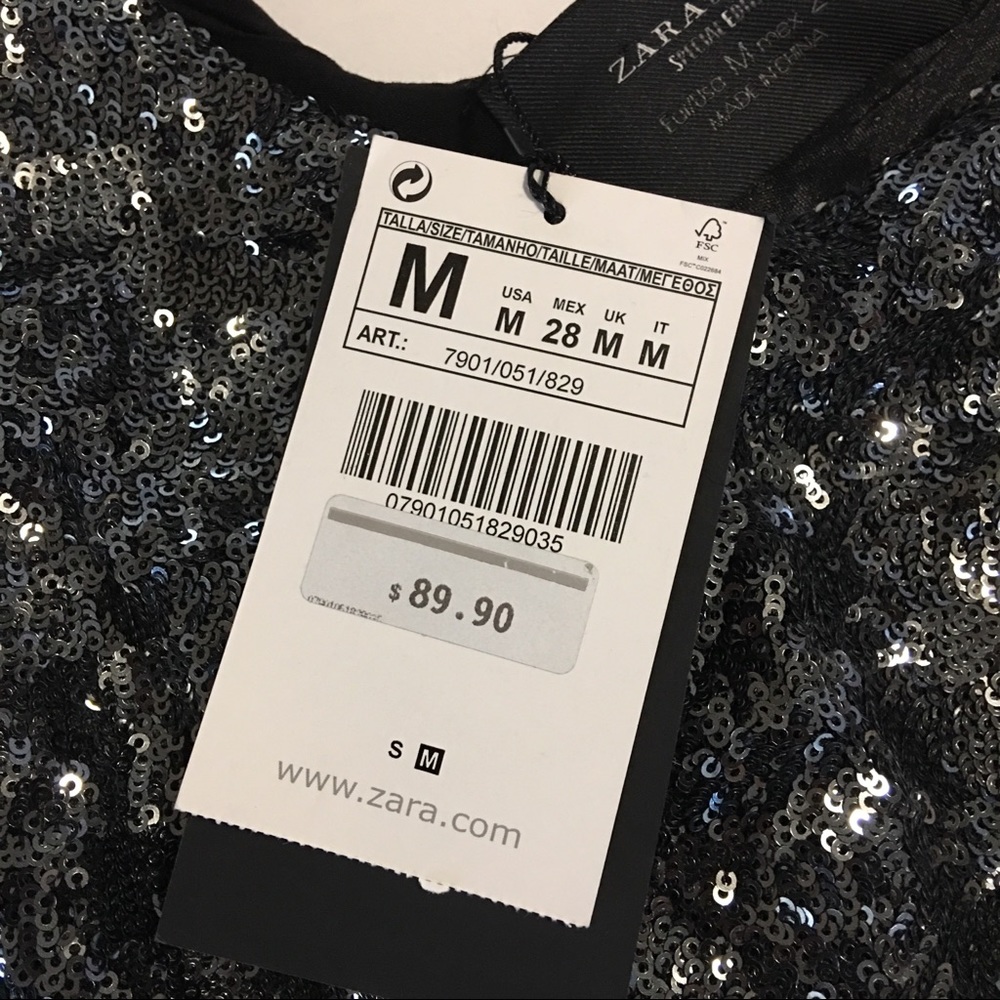 ❤️SOLD❤️Zara Basic Black Sequin Top. NWT! - Picture 7 of 8